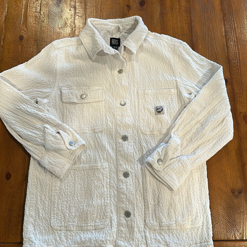 BDG cream, corduroy jacket with front pockets